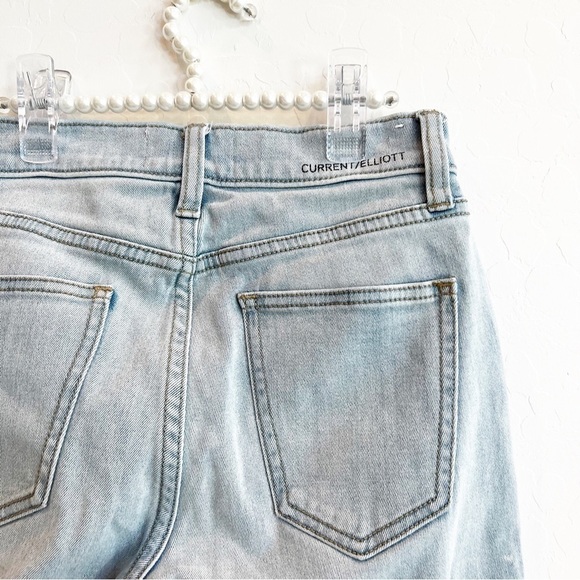 Current/Elliott Women’s Cropped Straight Leg Jeans Raw Hem Light Wash Stretch 24 - Picture 5 of 7